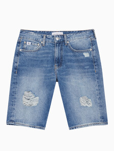 Buy 남성 레귤러핏 디스트로이드 라이트블루 데님 쇼츠 in color CHALKY BLUE