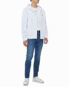 Buy 남성 아카이브 로고 플리스 집업 후디 in color BRILLIANT WHITE