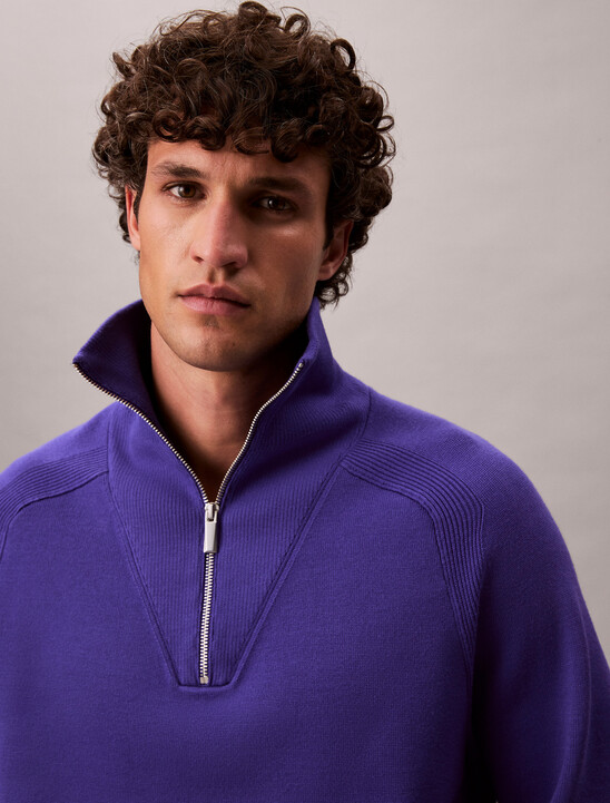 남성 테크 니트 쿼터 집업 스웨터