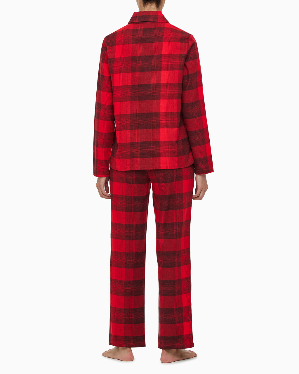 Buy 여성 플란넬 파자마 롱슬리브 탑 in color RED BLACK FLANNEL