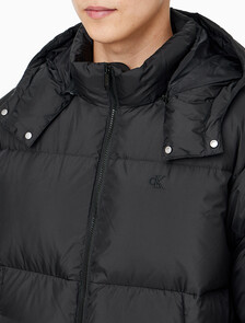 Buy 남성 글로시 후드 다운 푸퍼 in color CK BLACK
