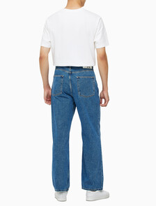 Buy 남성 와이드핏 미드블루 데님 in color MID BLUE BACK EMBRO