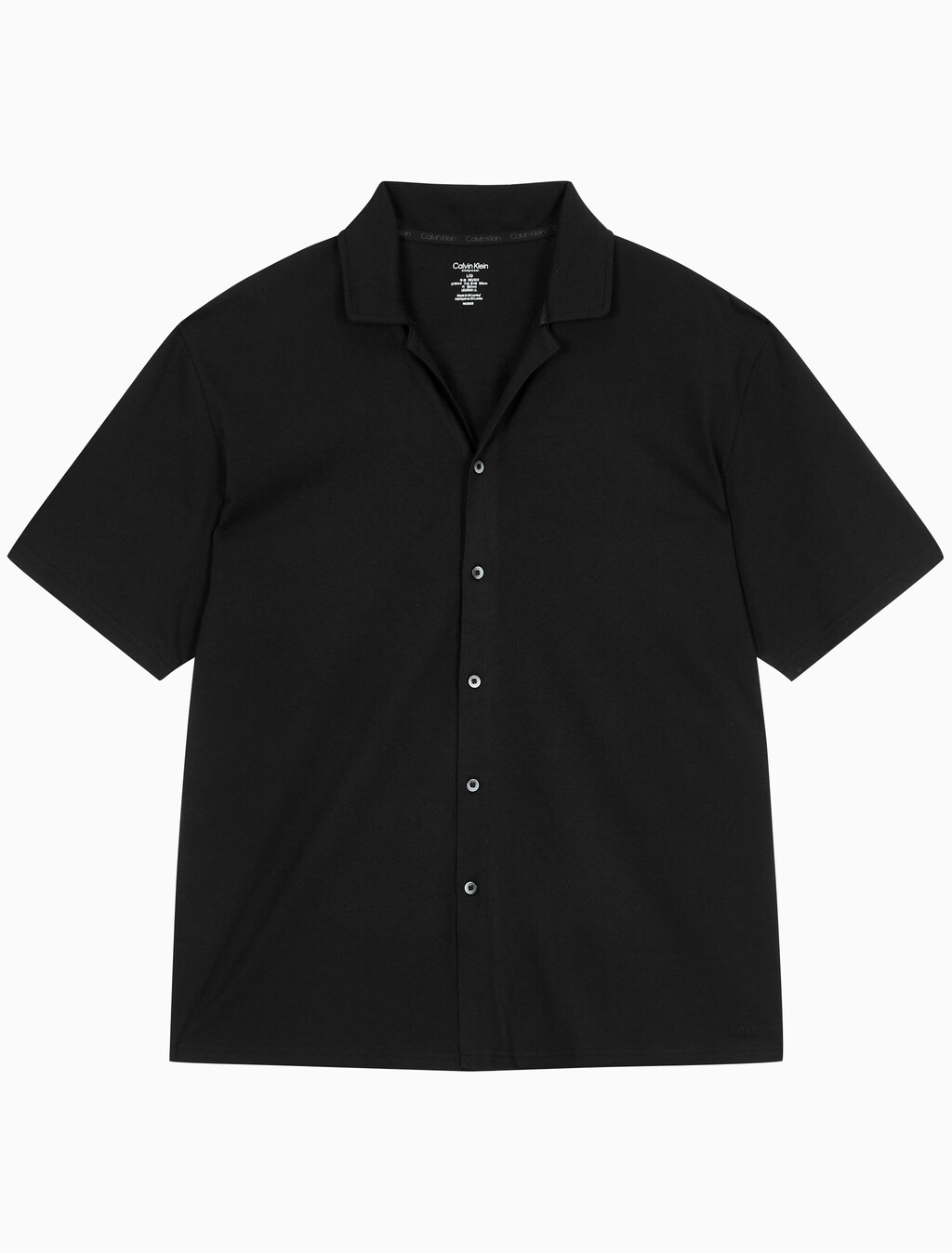 Buy 남성 니트 텐셀 쿨링 숏슬리브 버튼다운 탑 in color BLACK