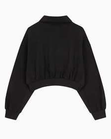Buy 여성 하프집 엠보스 폴로넥 스웻 in color CK BLACK