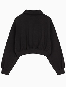 Buy 여성 하프집 엠보스 폴로넥 스웻 in color CK BLACK