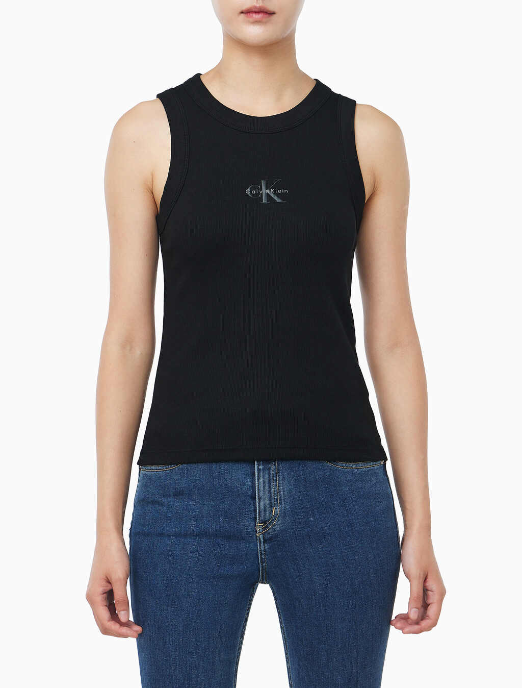 Buy 여성 모노그램 립 슬리브리스 in color BLACK