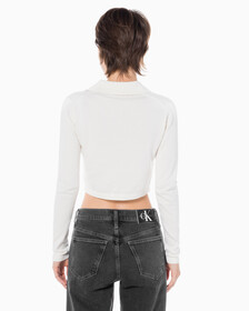 Buy 여성 브이넥 슬림 크롭 스웨터 in color WHITE