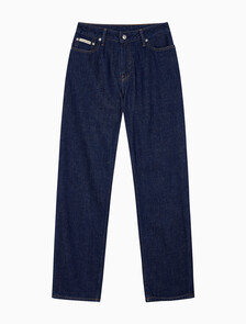 Buy 여성 90's 스트레이트핏 린스 린넨 데님 in color DARK INDIGO LINEN