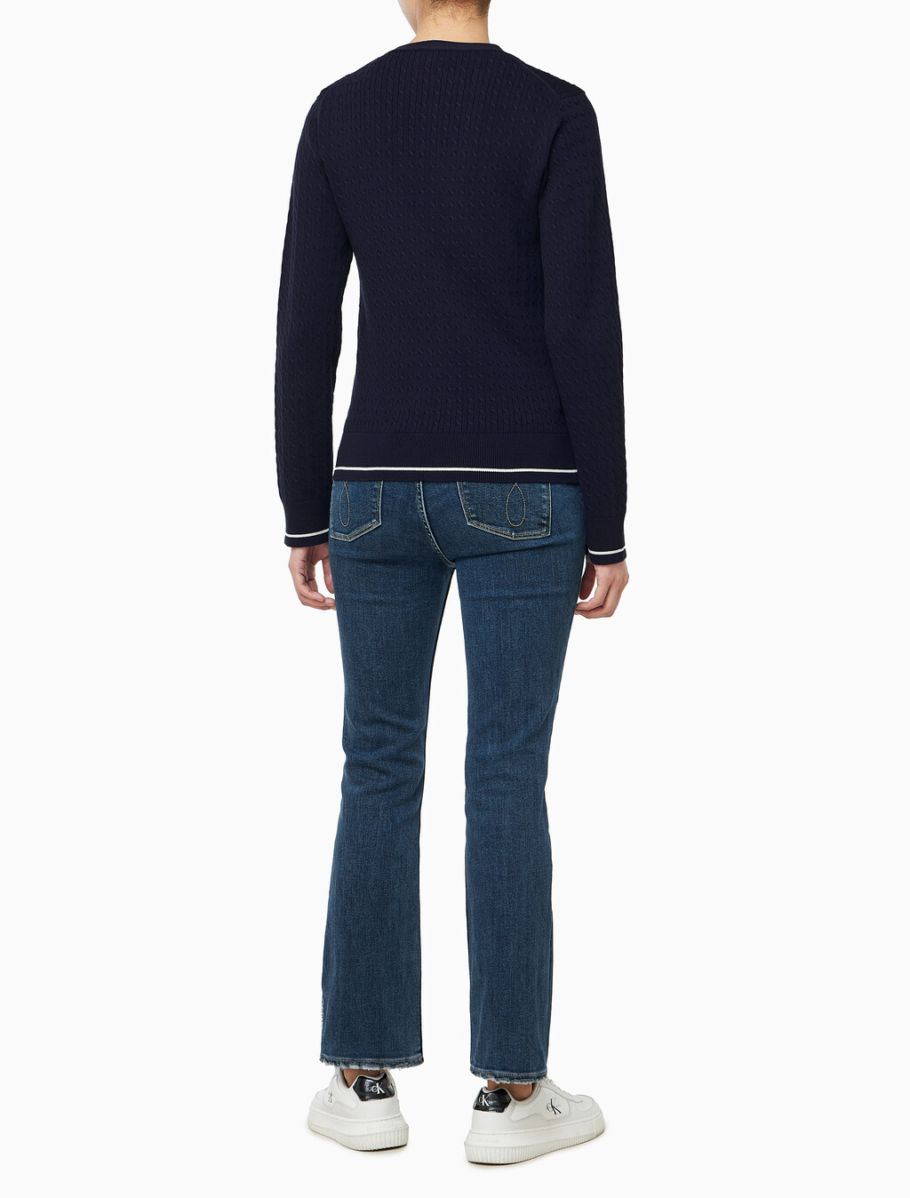 Buy 여성 우븐라벨 케이블 가디건 in color Evening Blue