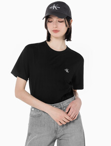 Buy 남녀공용 릴렉스핏 CK 로고 2PK 반팔 티셔츠 in color CK BLACK