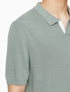 Buy 남성 CK 로고 폴로 반팔 스웨터 in color KHAKI GREY