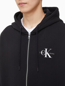 Buy 남녀공용 릴렉스핏 모노그램 집업 후디 in color CK BLACK