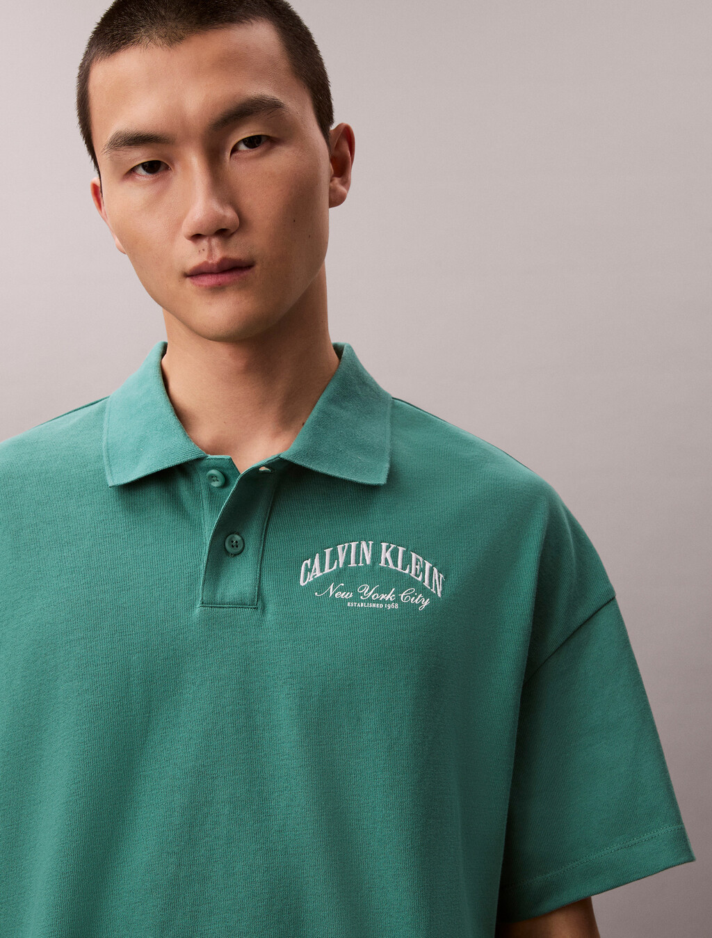 Buy 프리미엄 헤비 저지 박스 폴로 티 in color Wild Green