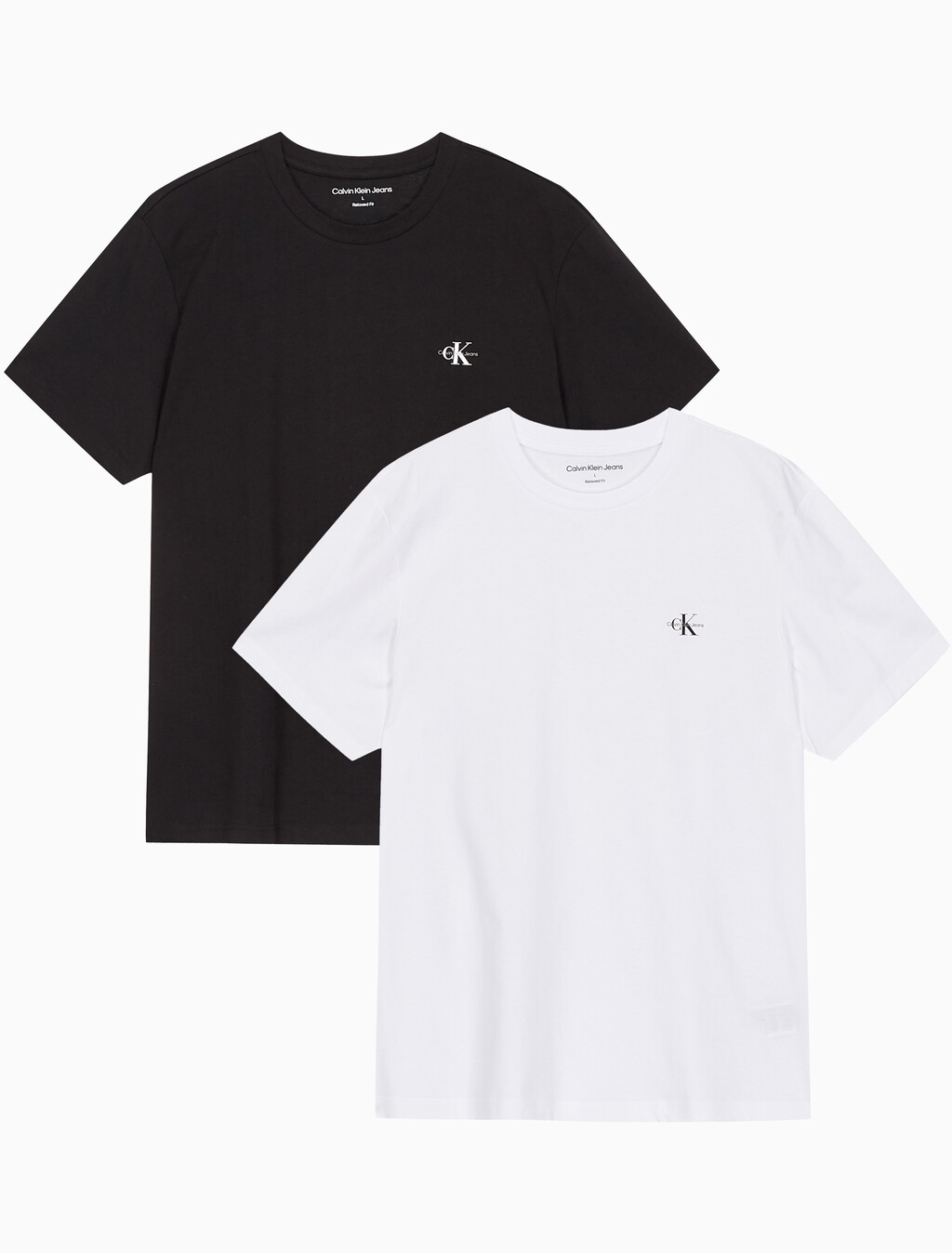 Buy 남녀공용 릴렉스핏 CK 로고 2PK 반팔 티셔츠 in color CK BLACK