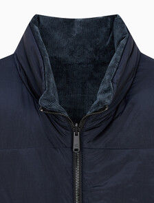 Buy 남성 리버서블 코듀로이 푸퍼 베스트 in color DARK SAPPHIRE