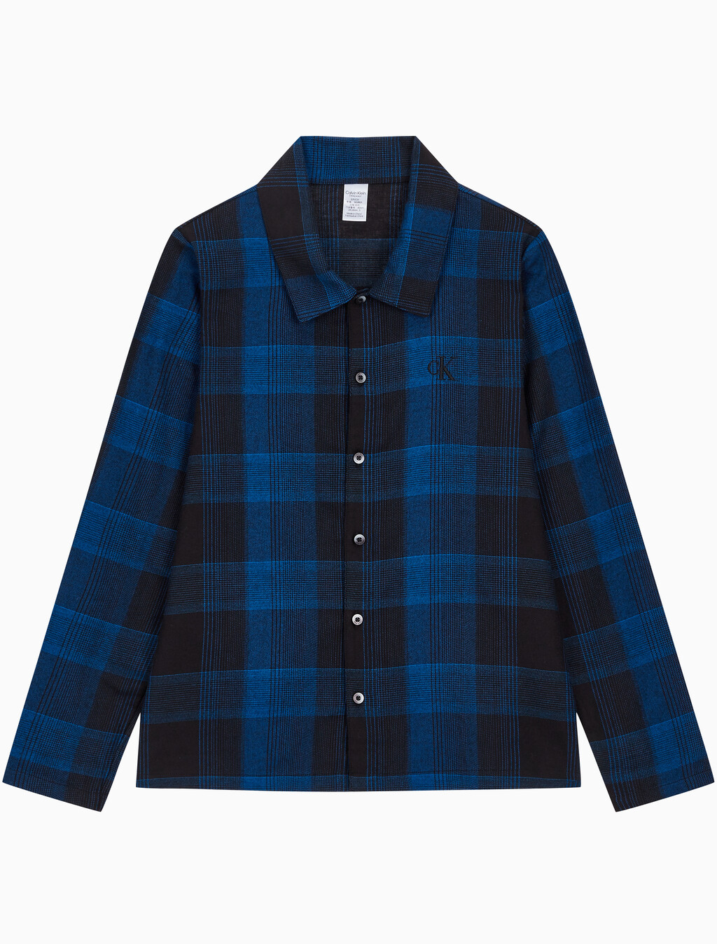 Buy 여성 플란넬 파자마 롱슬리브 탑 in color BLACK FLANNEL