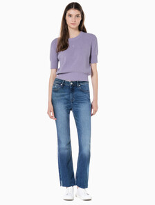 Buy 여성 하이라이즈 부츠핏 미드블루 데님 in color BLUE BLACK HANGER LOOP