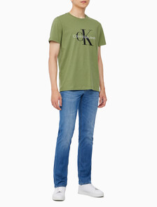 Buy 남성 레귤러핏 모노그램 엠브로이더리 로고 반팔 티셔츠  in color KHAKI