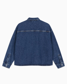 Buy 남성 루즈핏 박시 유틸리티 데님 셔츠 in color BLUE BLACK HANGER LOOP