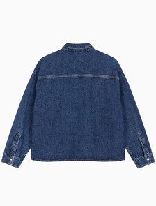 Buy 남성 루즈핏 박시 유틸리티 데님 셔츠 in color BLUE BLACK HANGER LOOP