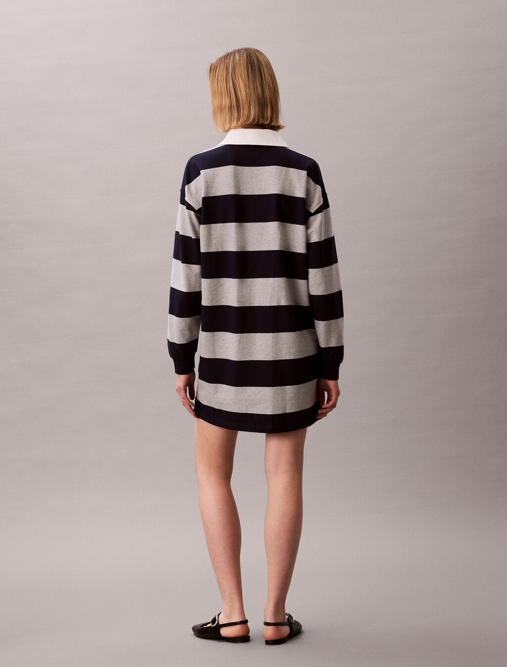 Buy 여성 바시티 스트라이프 미니 폴로 드레스 in color BARITONE BLUE