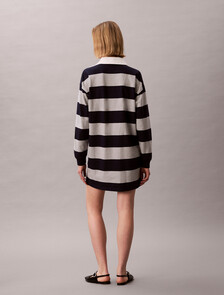 Buy 여성 바시티 스트라이프 미니 폴로 드레스 in color BARITONE BLUE