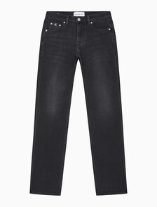 Buy 남성 바디핏 스트레치 블랙 데님 in color WASHED BLACK LOGO LACE