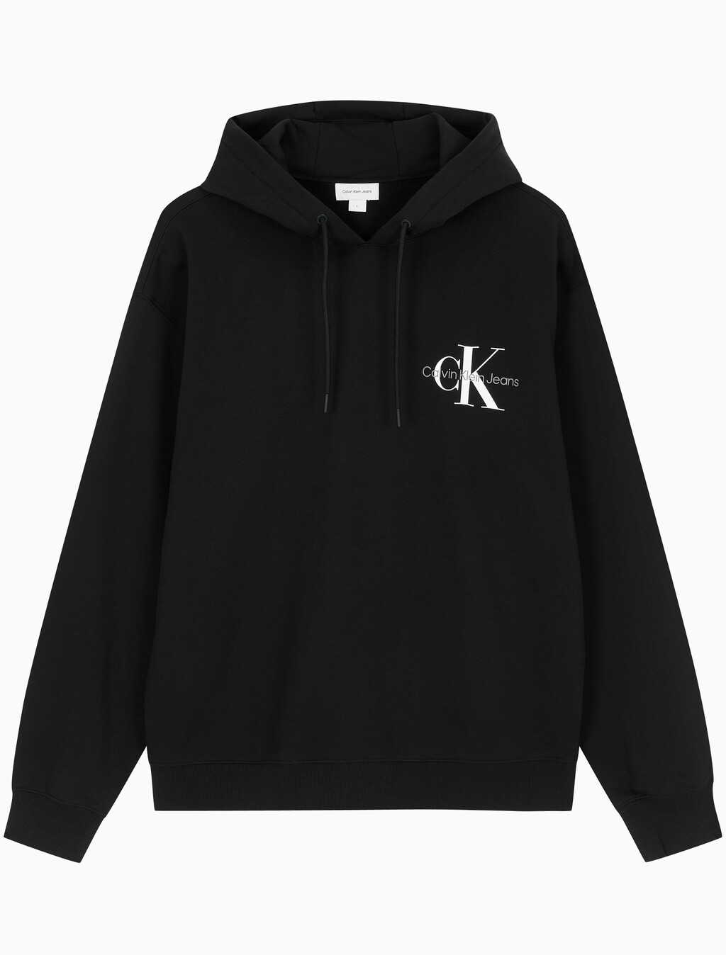 Buy 남녀공용 릴렉스핏 모노그램 로고 후디 in color CK BLACK