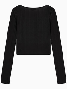Buy 여성 2 IN 1 립 크롭 슬림 가디건 in color CK BLACK