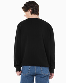 Buy 남녀공용 릴렉스핏 스몰 모노그램 로고 기모 스웨트셔츠 in color CK BLACK