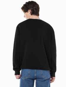 Buy 남녀공용 릴렉스핏 스몰 모노그램 로고 기모 스웨트셔츠 in color CK BLACK