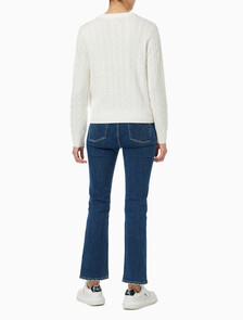 Buy 여성 울 케이블 크루넥 가디건 in color ANCIENT WHITE