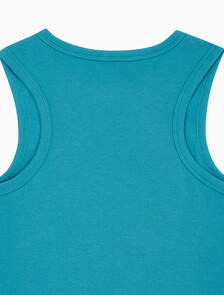 Buy 여성 우븐라벨 코튼 립 탱크 탑 in color TUSCAN TEAL