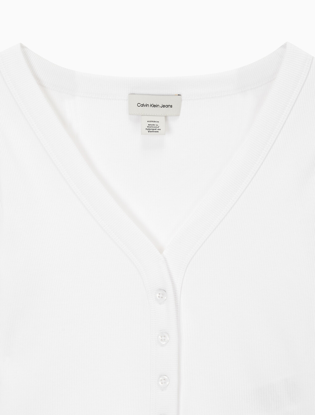 Buy 여성 롱슬리브 우븐 라벨 립 가디건 in color BRILLIANT WHITE