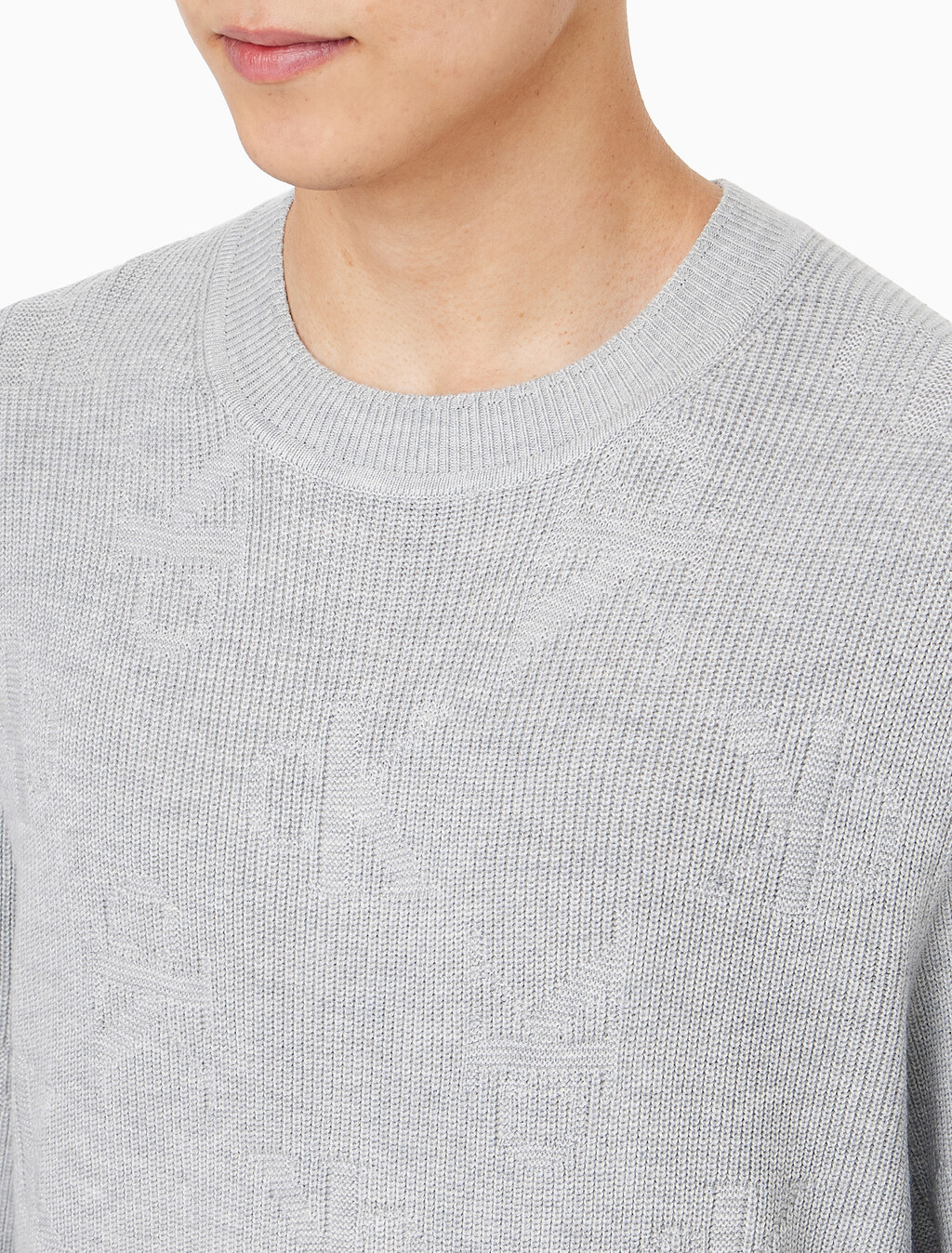 Buy 남성 AOP 니트 스웨터 in color LIGHT GREY HEATHER