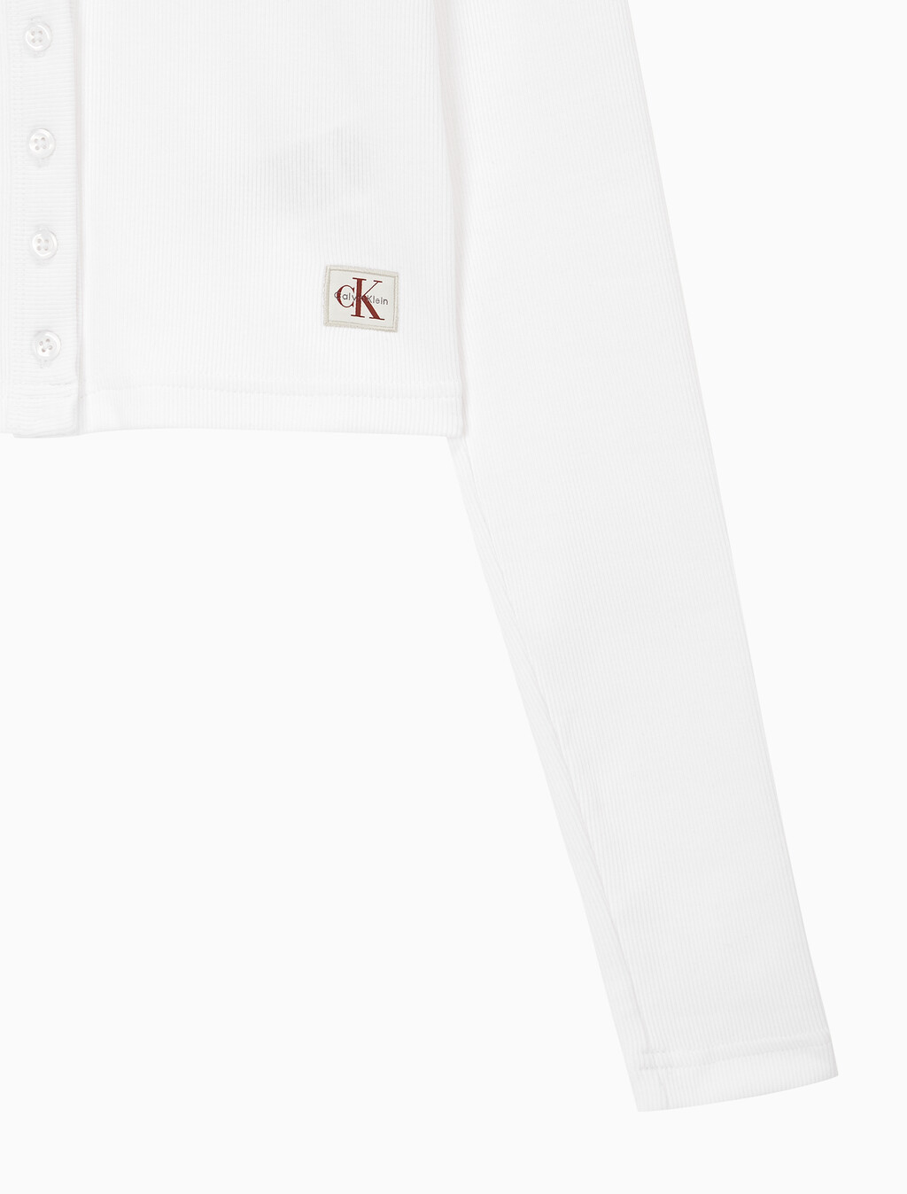 Buy 여성 롱슬리브 우븐 라벨 립 가디건 in color BRILLIANT WHITE