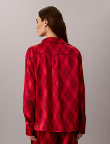 Buy 여성 새틴 쉬인 AOP 셔츠 in color ARGYLE 25+ESTABLISHED RED WHITE
