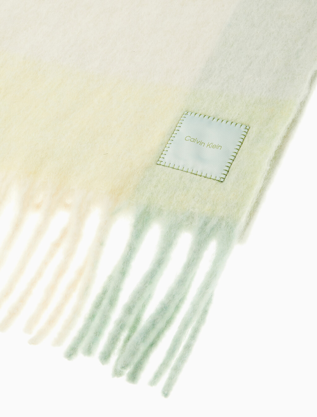 Buy 남녀공용  패치로고 배색 체크 머플러 in color Yellow