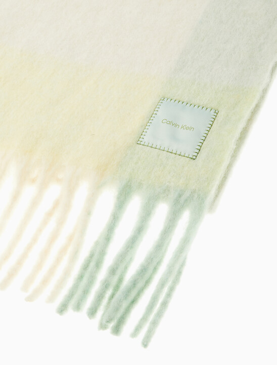 남녀공용  패치로고 배색 체크 머플러