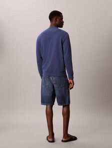 Buy 90s 린넨 데님 쇼츠 in color Blue Black 