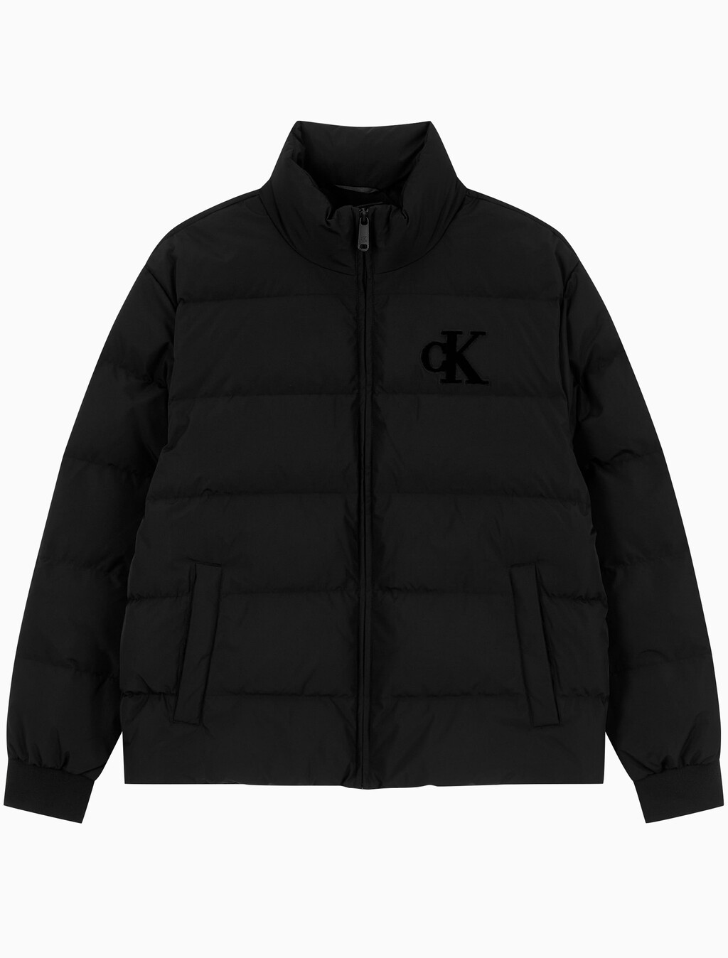 Buy 남성 셔닐 스탠드 카라 다운 푸퍼 자켓 in color BLACK