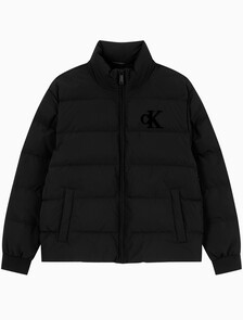 Buy 남성 셔닐 스탠드 카라 다운 푸퍼 자켓 in color BLACK