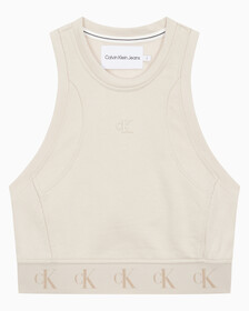 Buy 여성 리피트 크롭 로고 탱크 탑 in color CLASSIC BEIGE