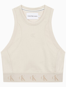 Buy 여성 리피트 크롭 로고 탱크 탑 in color CLASSIC BEIGE