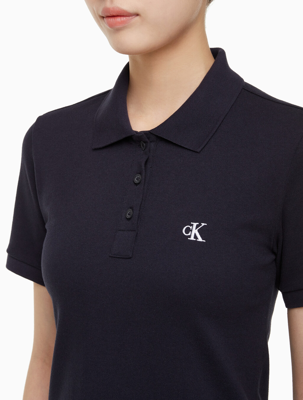 Buy 여성 CK 로고 폴로 반팔 원피스 in color NIGHT SKY