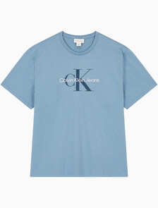 Buy 남성 레귤러핏 히어로 모노그램 로고 반팔 티셔츠 in color BLUE