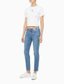 Buy 여성 바디핏 미드블루 앵클 데님 in color MID BLUE BACK EMBRO
