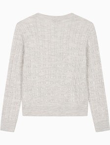 Buy 여성 울 케이블 크루넥 가디건 in color Light Grey