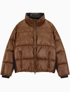 Buy 남녀공용 글로시 숏 푸퍼 in color DARK BROWN