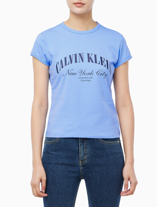 여성 그래픽 로고 베이비 티